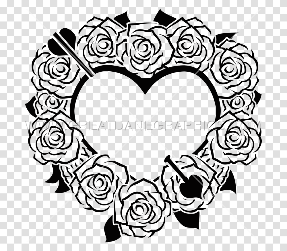 Valentine Heart Clipart Black And White Clip Art Freeuse Black And White Hearts With Roses, Pattern, Emblem, Ornament Transparent Png