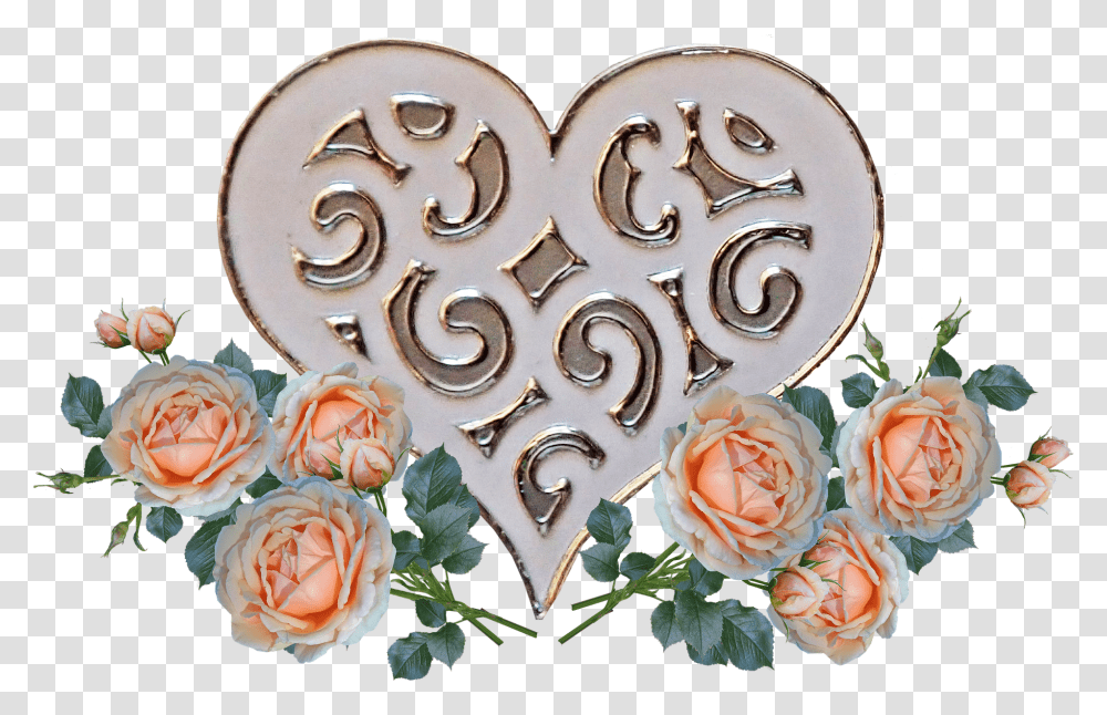 Valentine Heart Roses Fioletowe Kwiaty I Serce, Flower, Plant, Blossom, Flower Arrangement Transparent Png