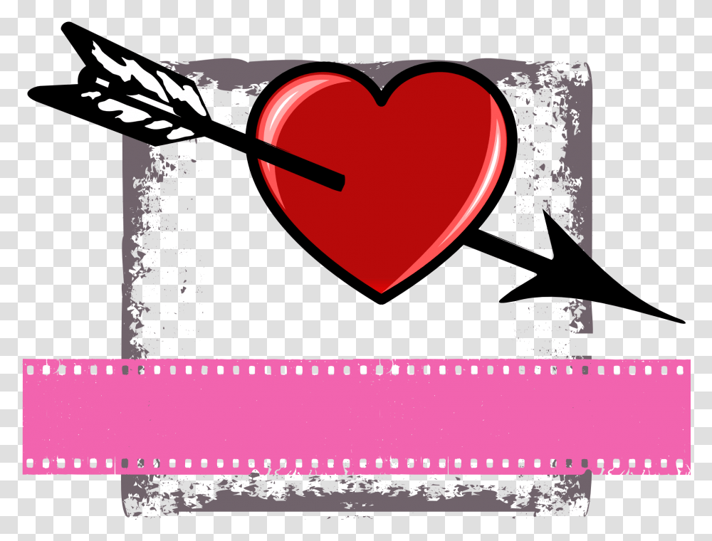 Valentine Heart With Arrow Pierced Through Flechas De San Valentin, Label, Poster, Advertisement Transparent Png