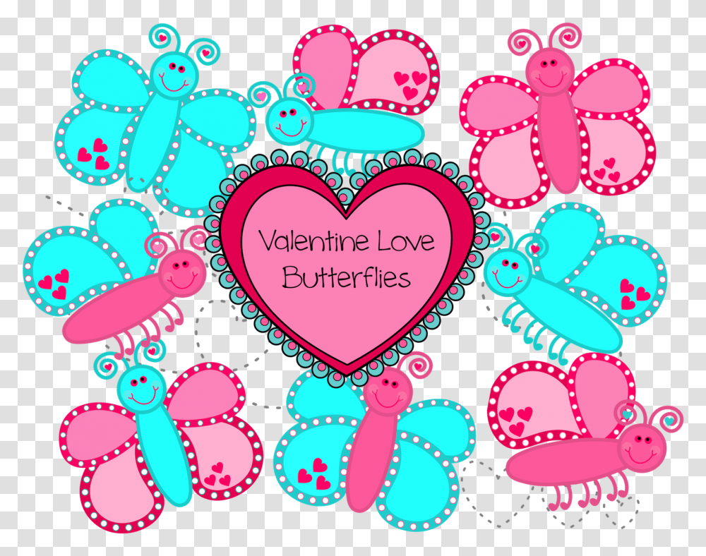 Valentine Love Butterflies - 8 And Heart Trails Valentines Day Butterfly Clipart, Photography, Text, Label, Sticker Transparent Png