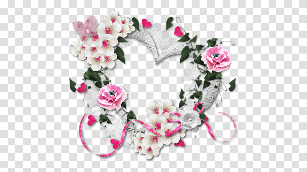 Valentine Love Heart Flowers Frame Freetoedit Frame Heart Of Flowers, Plant, Blossom, Floral Design Transparent Png