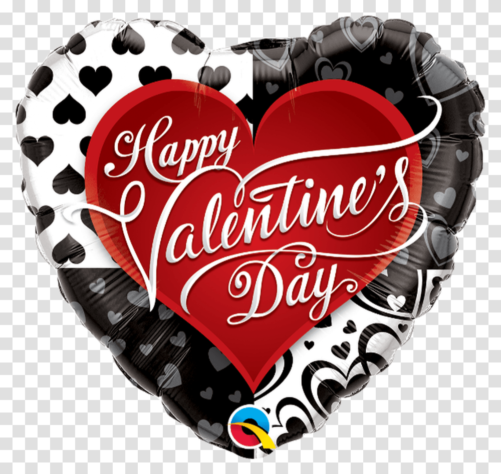 Valentine's Black And Red Hearts Happy Valentines Day Balloon Foil, Helmet, Apparel, Food Transparent Png