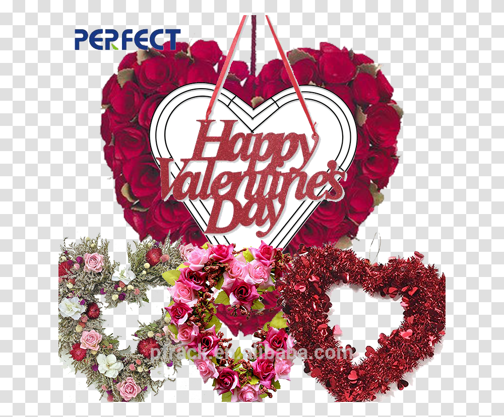 Valentine's Day Handmade Heart Wire Garland Wreath Heart, Floral Design, Pattern, Rose Transparent Png