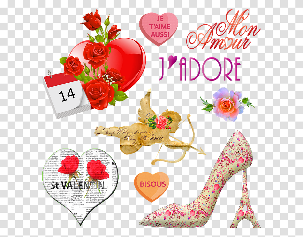 Valentines Clip Art Francs De San Valentn, Apparel, Shoe, Footwear Transparent Png