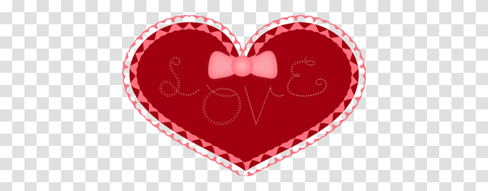 Valentines Day Heart With Lace And Love Stitched On It Vector, Rug, Purple, Sweets, Food Transparent Png