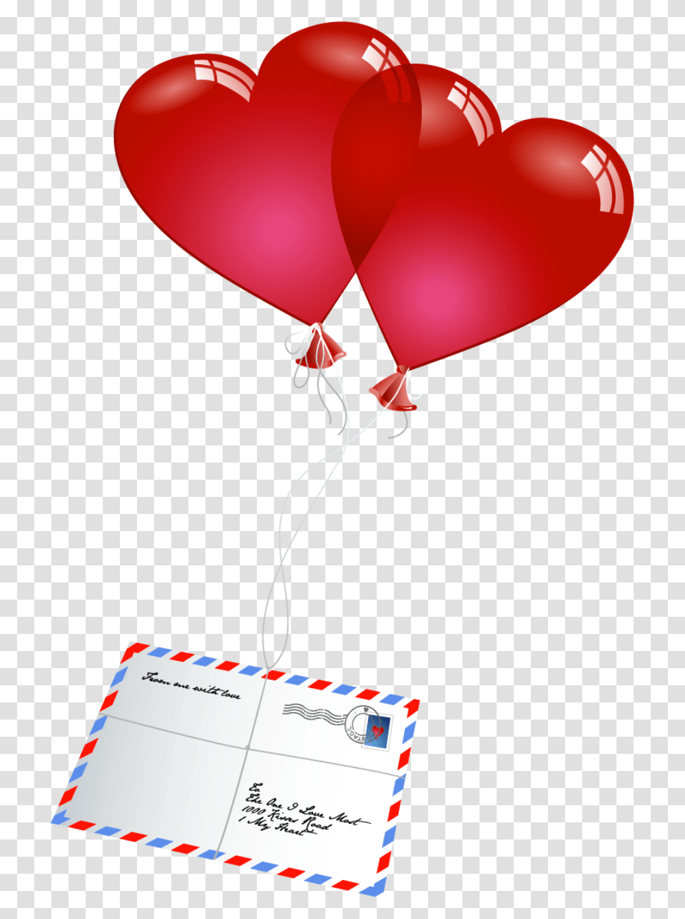 Valentines Day Letter With Heart Balloons Picture Valentine Heart Transparent Png