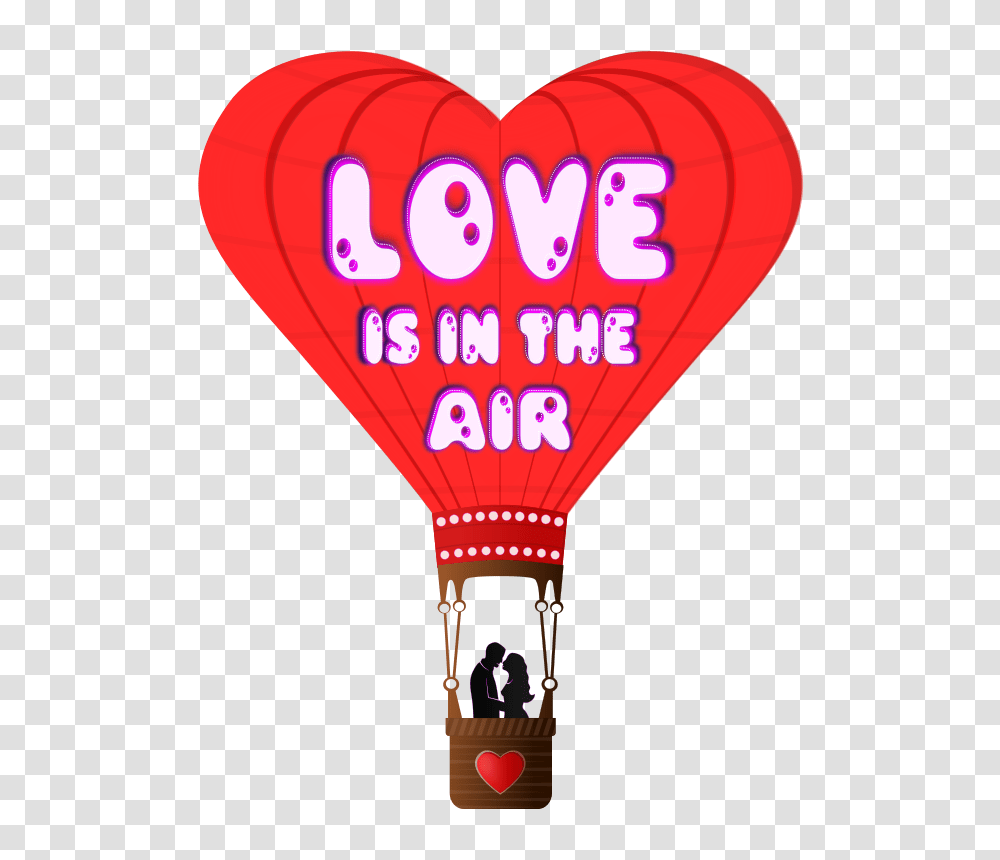Valentines Day Love Is In The Air, Emotion, Vehicle, Transportation, Hot Air Balloon Transparent Png