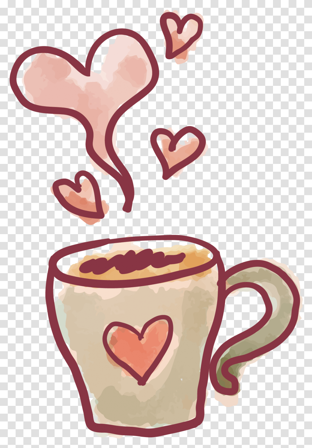 Valentines Day Paper Drawing Heart Love Love Coffee, Cup, Coffee Cup, Dessert, Food Transparent Png
