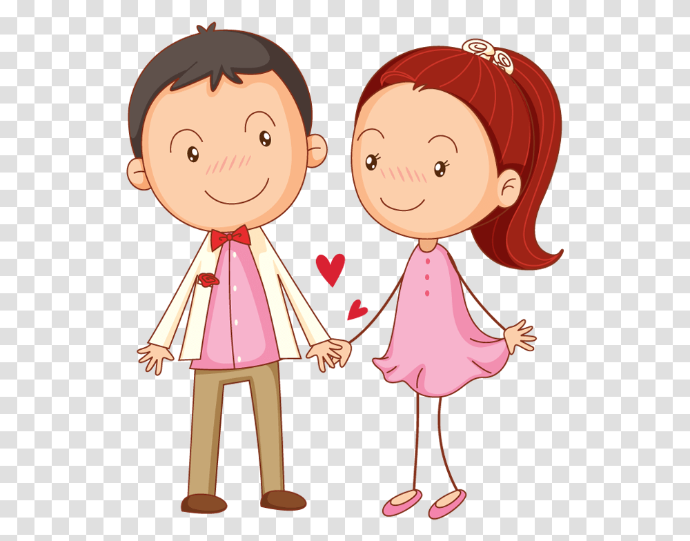 Valentines Day People Images Cartoon Couple Holding Hands, Doll, Toy, Female, Girl Transparent Png