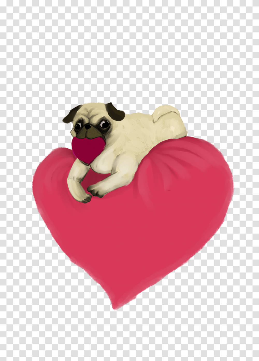 Valentines Day Pug Weasyl, Animal, Mammal, Cushion, Pet Transparent Png