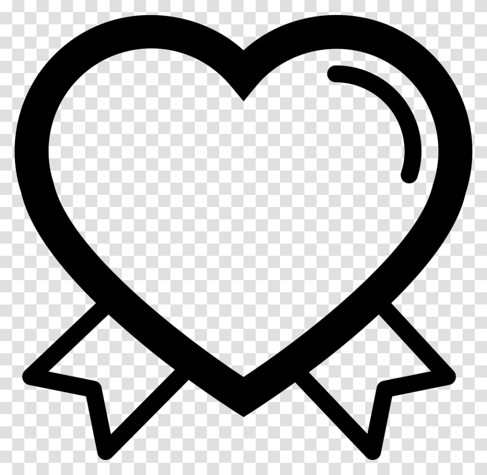 Valentines Heart Outline Shape With Ribbon Tails Couple Random Shapes And Symbols, Stencil, Pillow, Cushion, Rug Transparent Png
