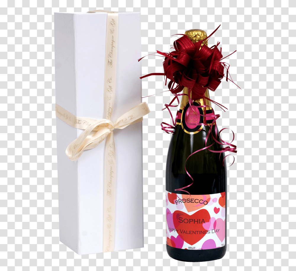 Valentines Prosecco In White Presentation Box Glass Bottle, Wine, Alcohol, Beverage, Drink Transparent Png