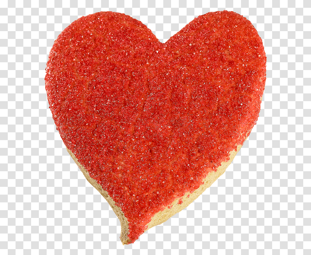Valentines Red Heart Sugar Cookie Heart Cookie, Plant, Food, Apple Transparent Png