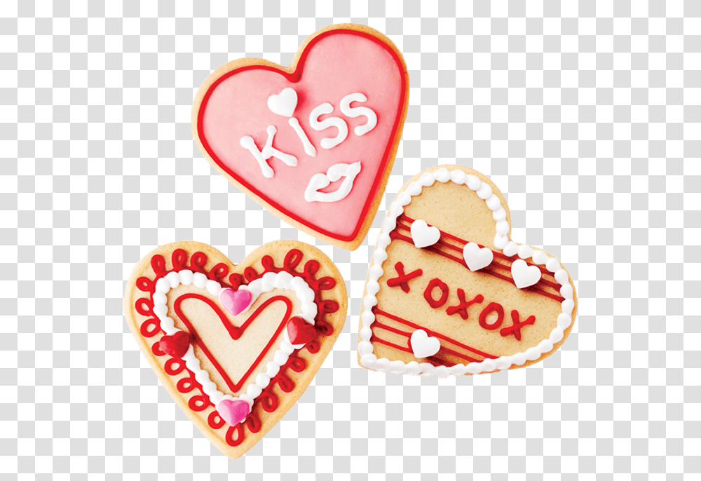 Valentines Season Three Decorated Cookie Valentines Cookie Decorating Clipart, Heart, Sweets, Food, Confectionery Transparent Png