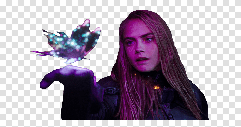 Valerian And The City Of A Thousand Planets Butterfly, Person, Purple, Light, Finger Transparent Png