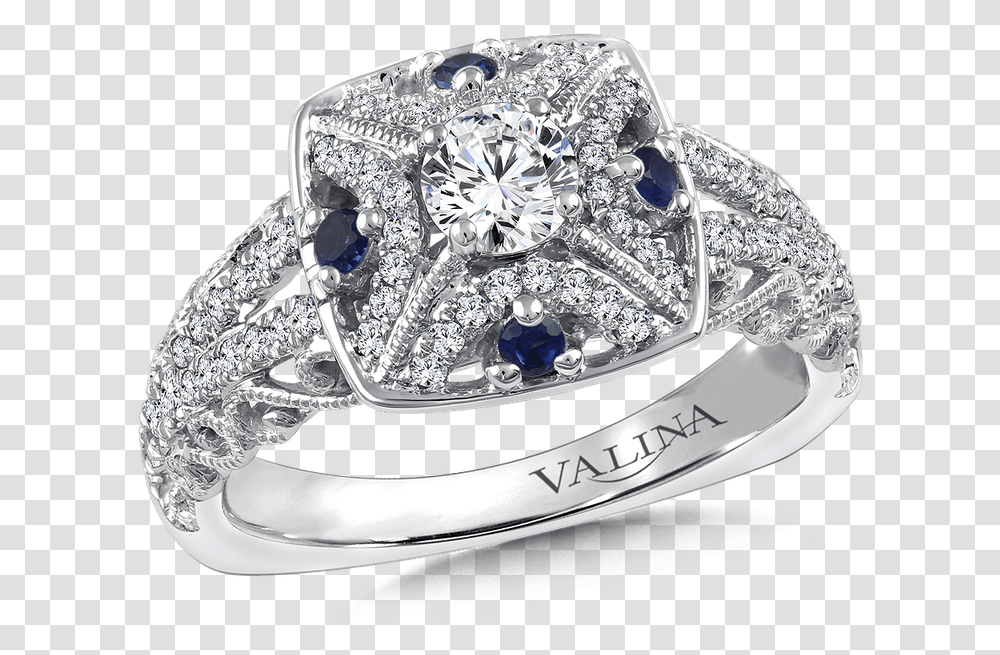 Valina Diamond And Blue Sapphire Halo Engagement Ring Engagement Ring Swirl Band, Accessories, Accessory, Gemstone, Jewelry Transparent Png