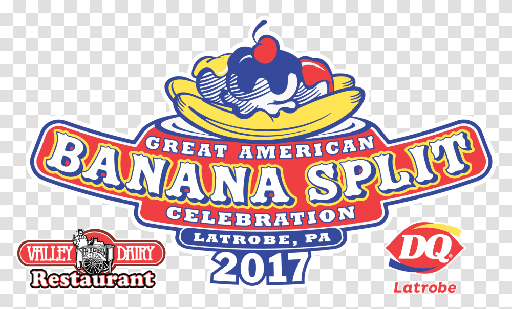 Valley Dairy Great American Banana Split Celebration Whirl Dairy Queen, Label, Text, Logo, Symbol Transparent Png