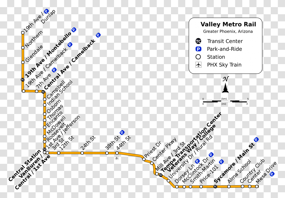 Valley Metro Light Rail Map, Plot, Number Transparent Png