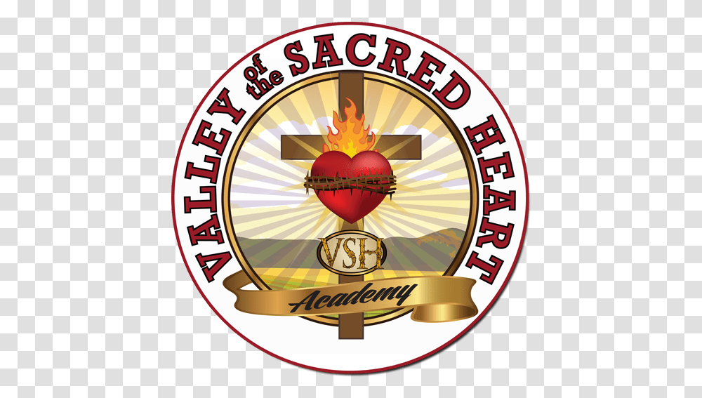 Valley Of The Sacred Heart Academy, Logo, Symbol, Clock Tower, Building Transparent Png