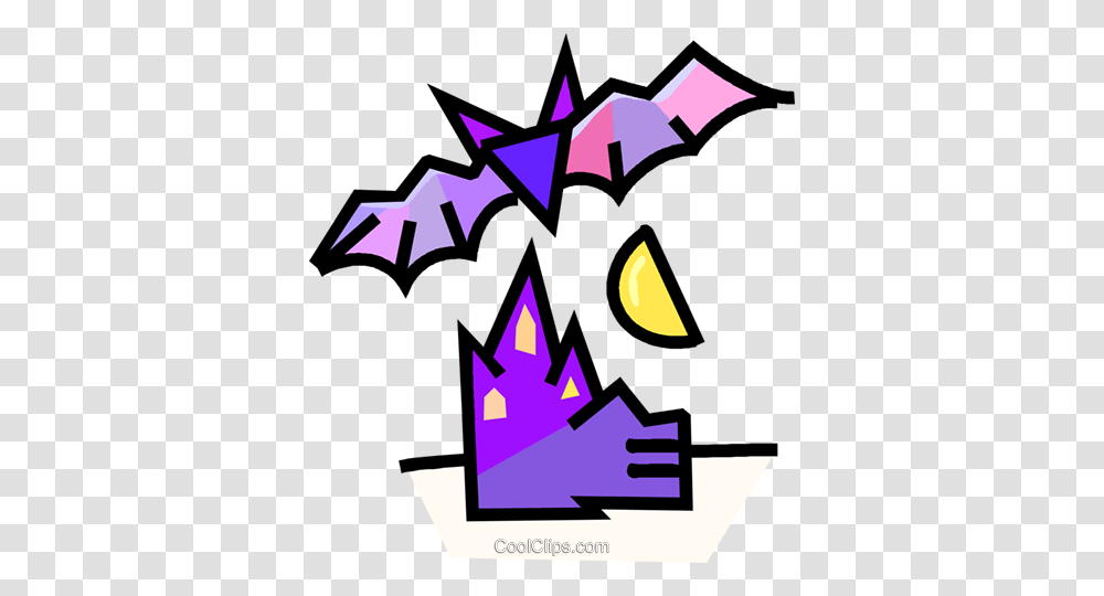 Vampire Bat With A Haunted House Royalty Free Vector Clip Art, Poster, Advertisement, Tree Transparent Png