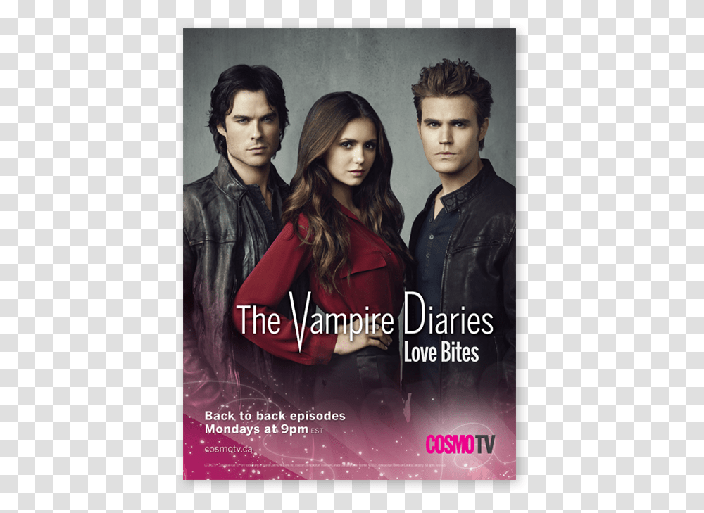 Vampire Diaries Elena Damon And Stefan, Poster, Advertisement, Apparel Transparent Png