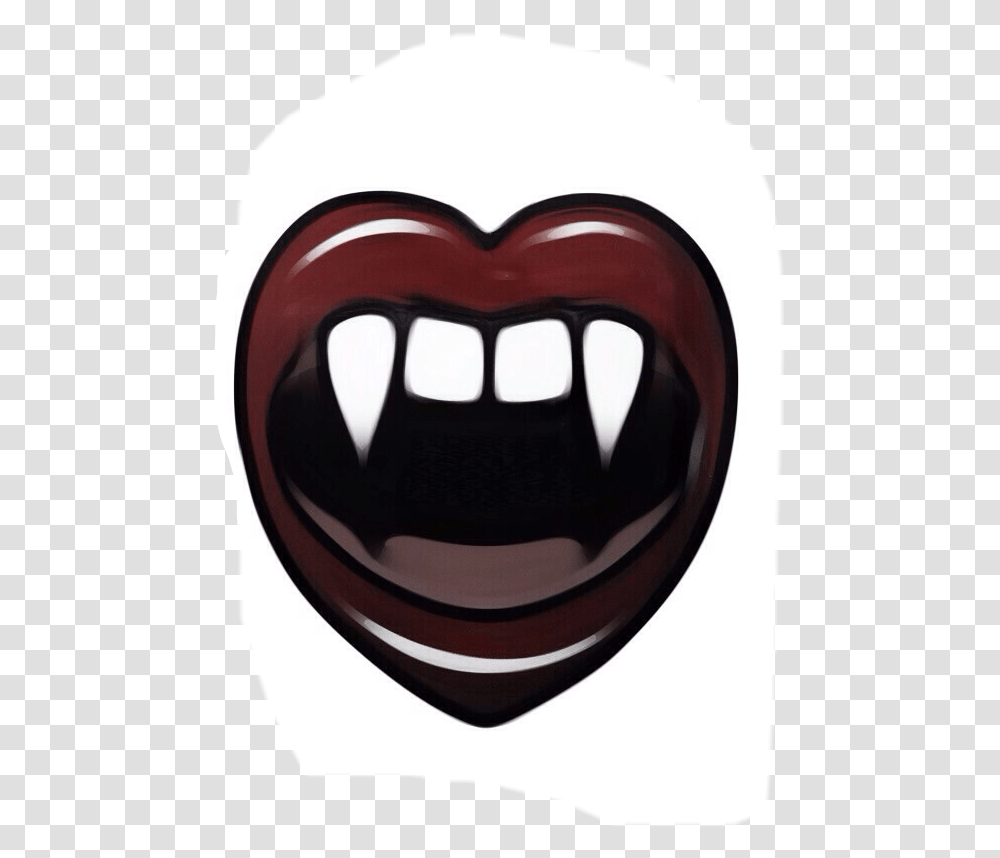 Vampire Fangs Heart With Vampire Fangs, Helmet, Clothing, Apparel, Mouth Transparent Png