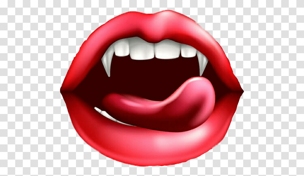 Vampire Teeth Lips Tongue Fangs Dog 4 Pic 1 Word, Mouth Transparent Png