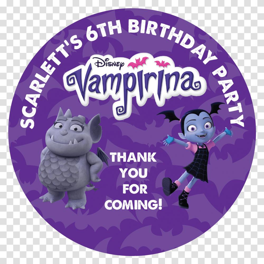 Vampirina Party Box Stickers Cartoon, Disk, Dvd, Person Transparent Png