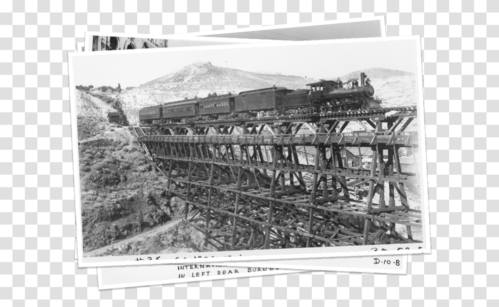Vampt Railway Old Train On Bridge Monochrome, Vehicle, Transportation, Machine, Engine Transparent Png