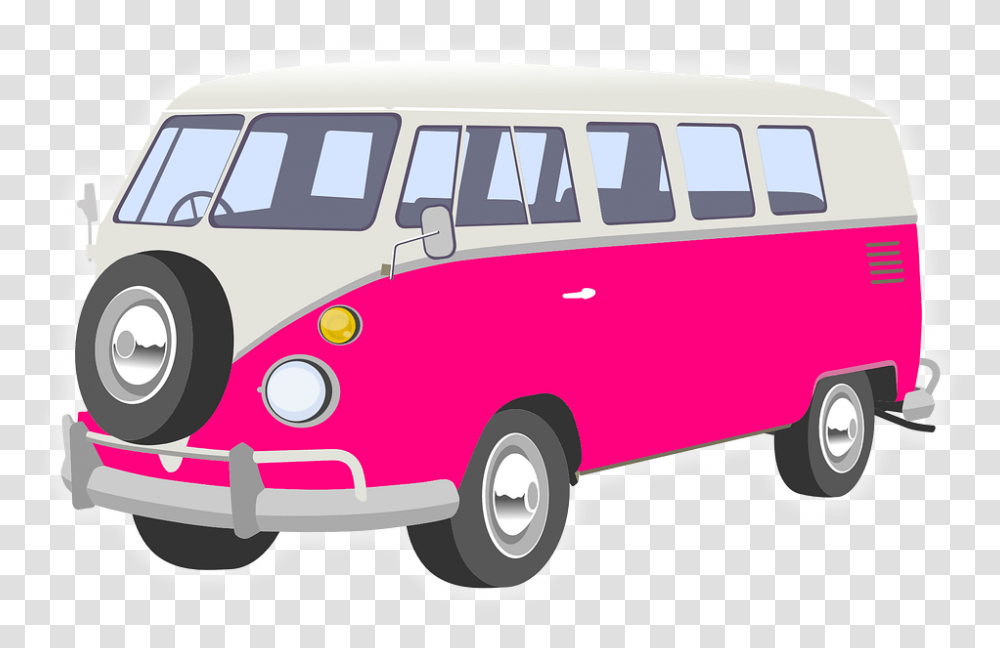 Van Camper Pink Free Vector Graphic On Pixabay Pink Van Clipart, Minibus, Vehicle, Transportation, Fire Truck Transparent Png
