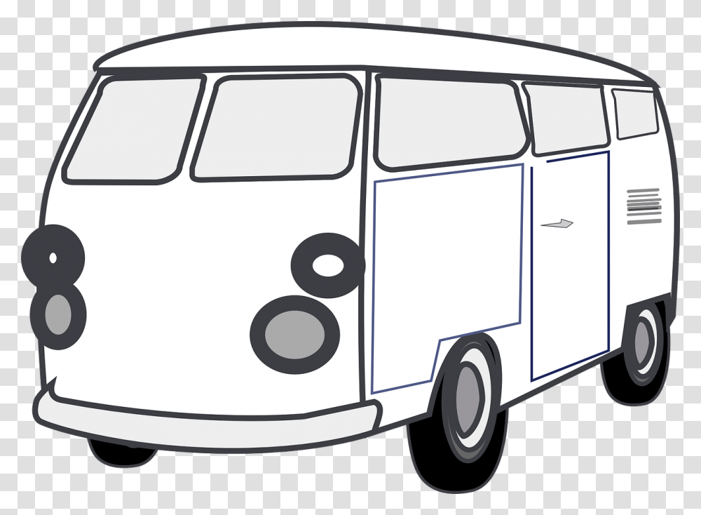 Van Clipart Black And White Van Black And White, Vehicle, Transportation, Caravan, Minibus Transparent Png