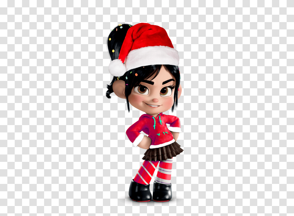 Vanellope In A Christmas Casual With Or Without Santa Hat Ralph, Doll, Toy, Person, Human Transparent Png