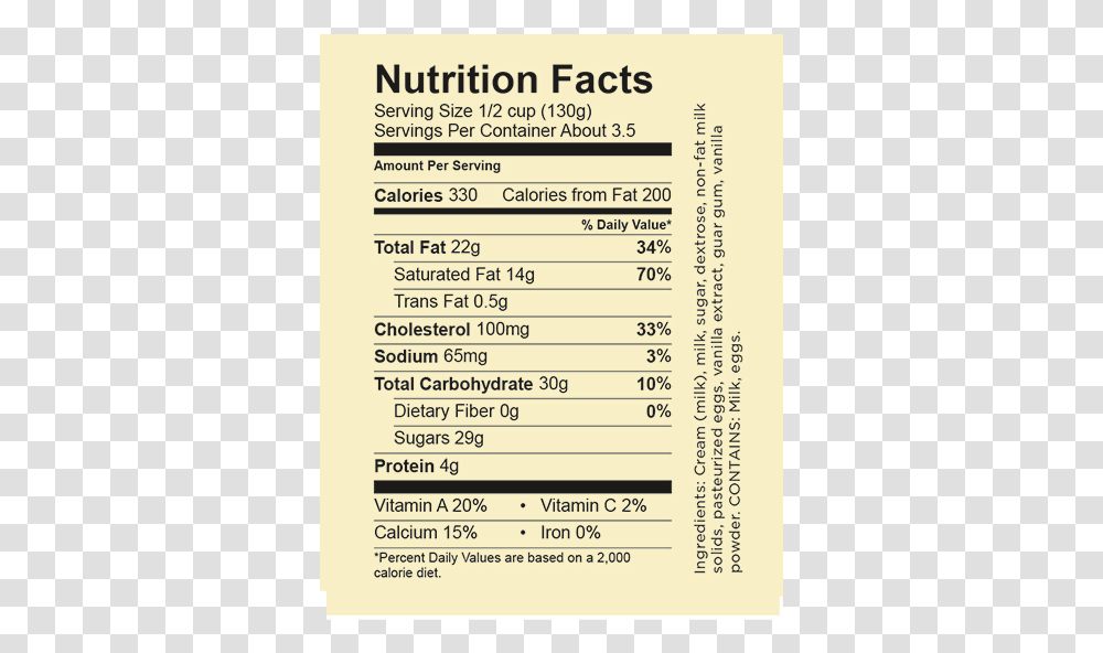 Vanilla Bean Nutrition Facts, Word, Label, Menu Transparent Png