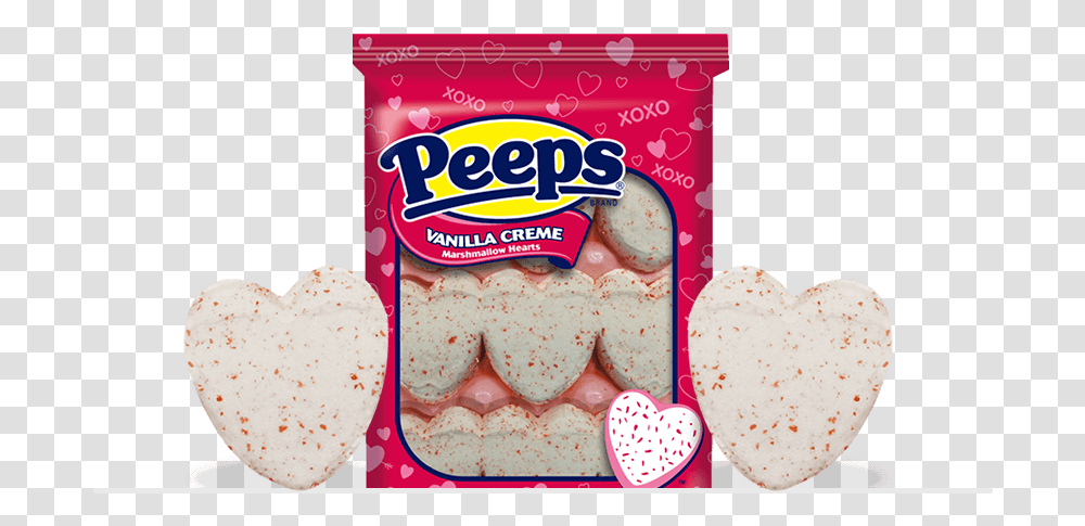 Vanilla Crme Flavored Marshmallow Hearts Valentines Peeps, Sweets, Food, Confectionery, Bread Transparent Png