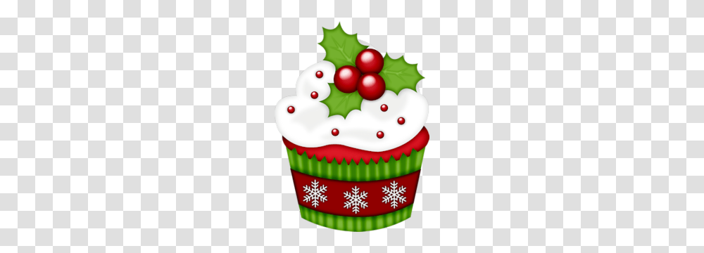 Vanilla Cupcake Clipart Christmas Cupcake, Cream, Dessert, Food, Creme Transparent Png