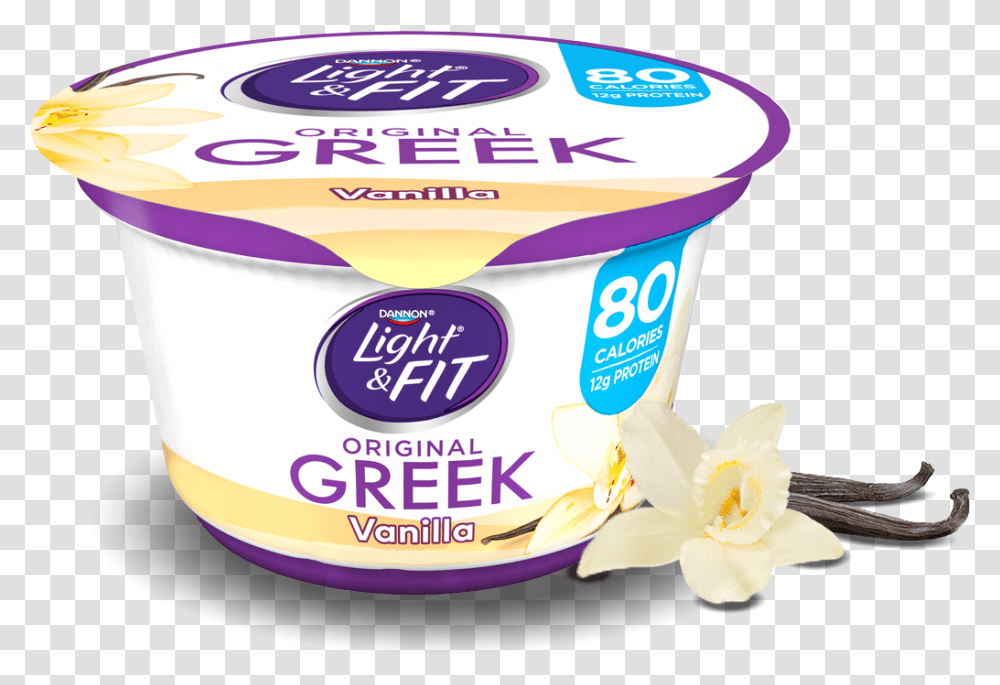 Vanilla Greek Yogurt Dannon Light And Fit Greek, Dessert, Food Transparent Png