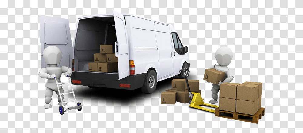 Vans Clipart Courier Van Packers And Movers Loading, Package Delivery, Carton, Box, Cardboard Transparent Png