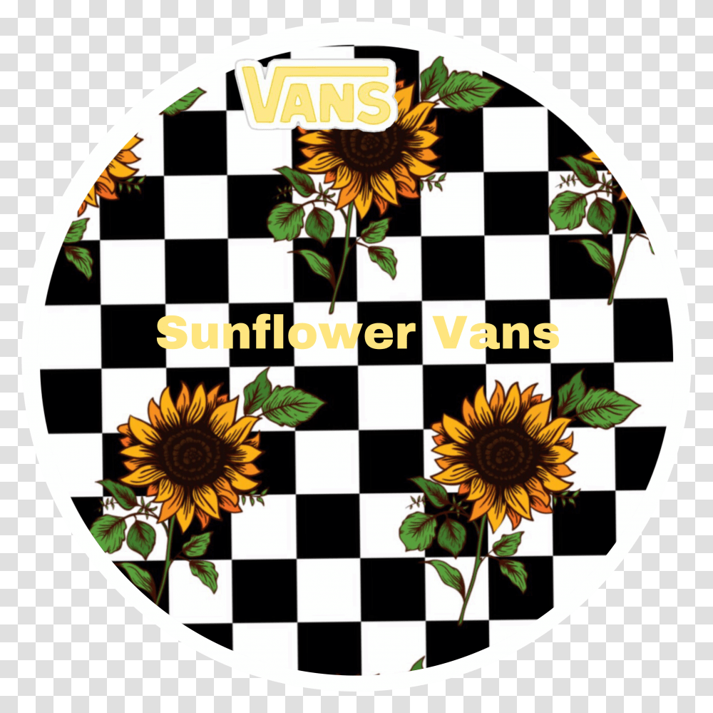 Vans Sunflower Checkered Sticker By Yarely Berber Checkered Wallpaper With Roses Transparent Png