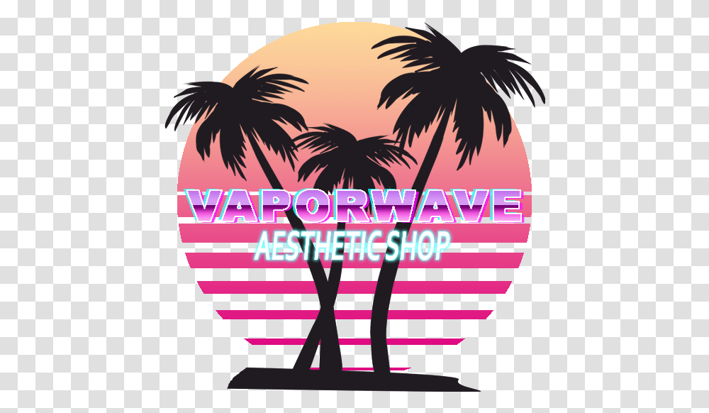 Vapor Wave Aesthetic Open Adoptables Flight Rising Sunset Palm Tree Logo, Bird, Poster, Advertisement, Flyer Transparent Png