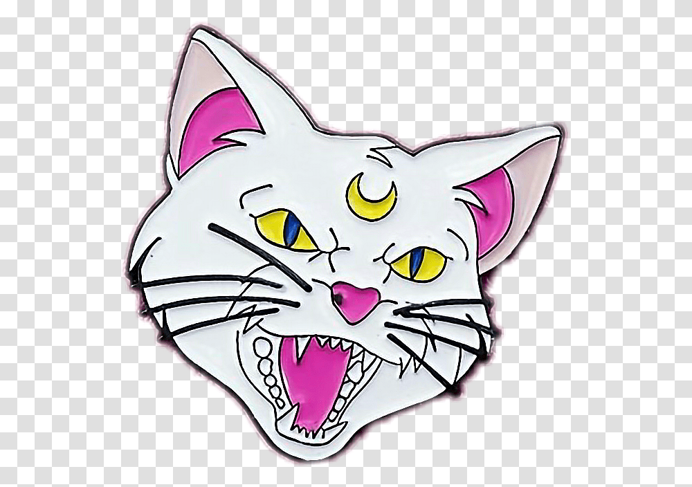 Vaporwave Aesthetic Grunge 90s Cat Tumblr White Cat Head Aesthetic, Teeth, Mouth, Lip Transparent Png