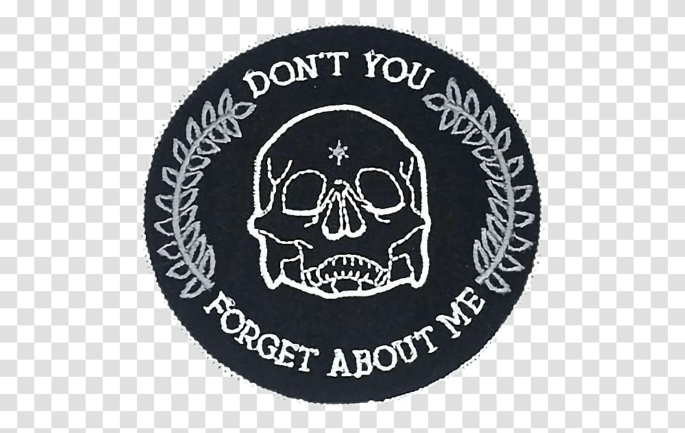 Vaporwave Aesthetic Grunge Black Tumblr Skull Words Embroidered Patch, Rug, Logo, Trademark Transparent Png