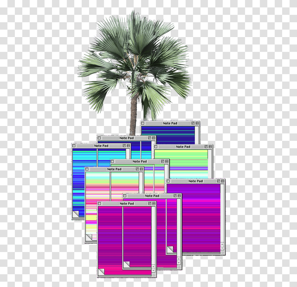 Vaporwave Aesthetic Notepad Background High Resolution Trees, Palm Tree, Plant, Arecaceae Transparent Png