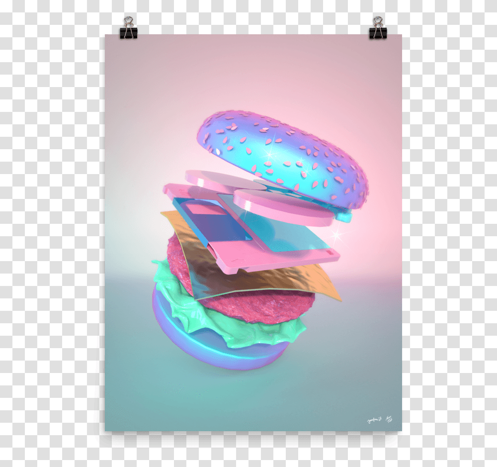 Vaporwave Burger, Paper, Apparel Transparent Png