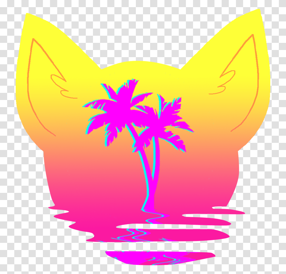 Vaporwave Cat By Salicos Palm Tree Vector Silhouette Palm Tree Vector Art, Graphics, Plant, Star Symbol, Light Transparent Png