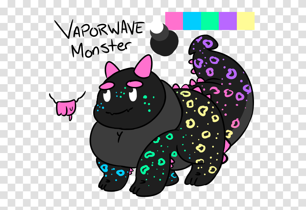 Vaporwave Monster, Sea Life, Animal, Reptile, Cat Transparent Png