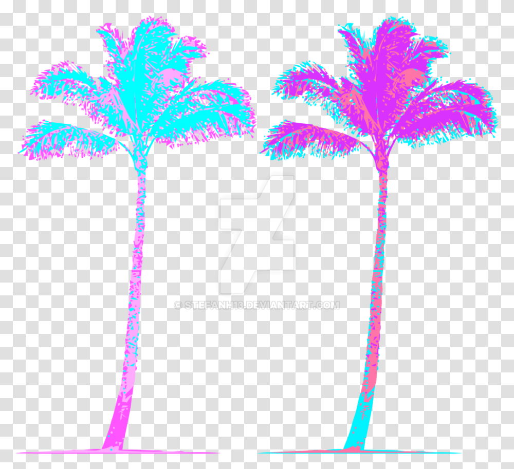 Vaporwave Palm Tree, Purple, Plant, Light Transparent Png
