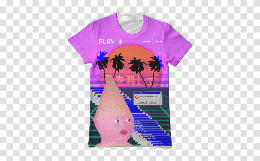 Vaporwave Tree, Clothing, Apparel, T-Shirt, Person Transparent Png