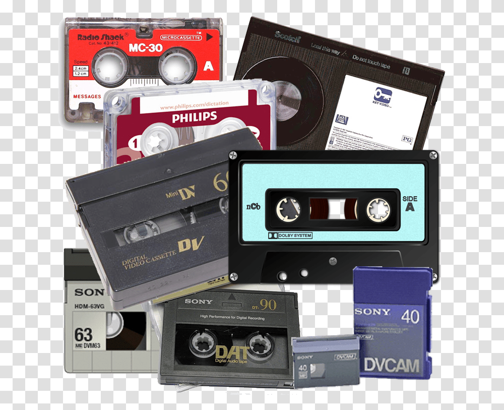 Various Analog Tapes Cassette Deck, Camera, Electronics, Mobile Phone, Cell Phone Transparent Png
