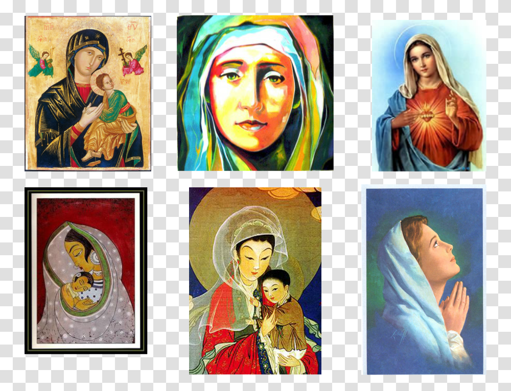 Various Contemporary And Traditional Images Of Mary Mary Mother Of Jesus Contemporary, Collage, Poster, Advertisement, Person Transparent Png