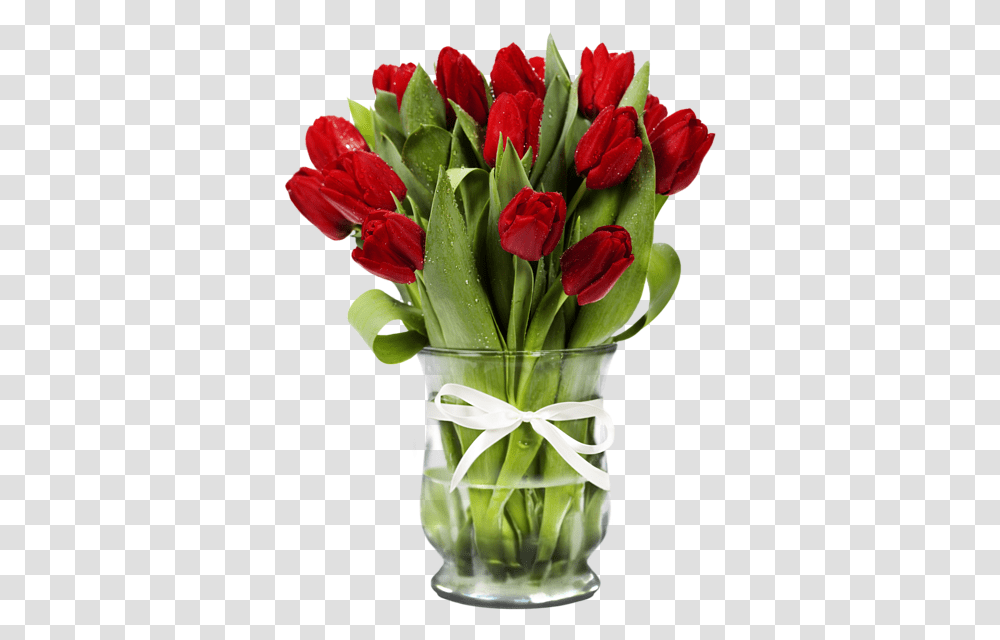 Vase Bouquet Red Tulips Tulip Flower Flowers Vase Of Flowers, Plant, Flower Bouquet Transparent Png
